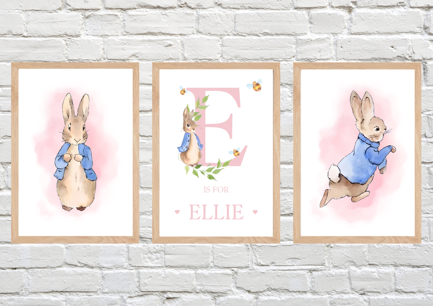 Personalised Peter Rabbit Set of 3 Nursery Prints