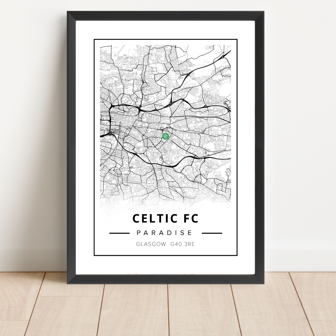 Celtic Park Stadium Map Location Print