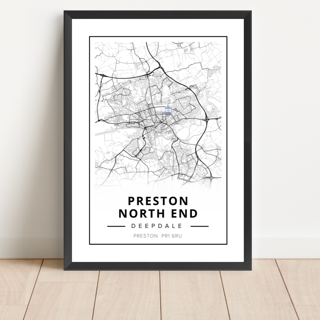 Deepdale Stadium Map Location Print