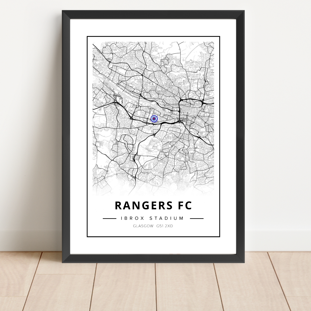 Ibrox Stadium Map Location Print