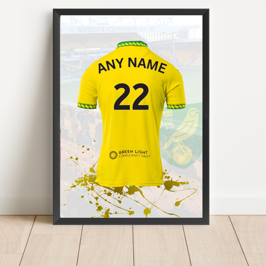 Personalised Norwich City FC Shirt Print