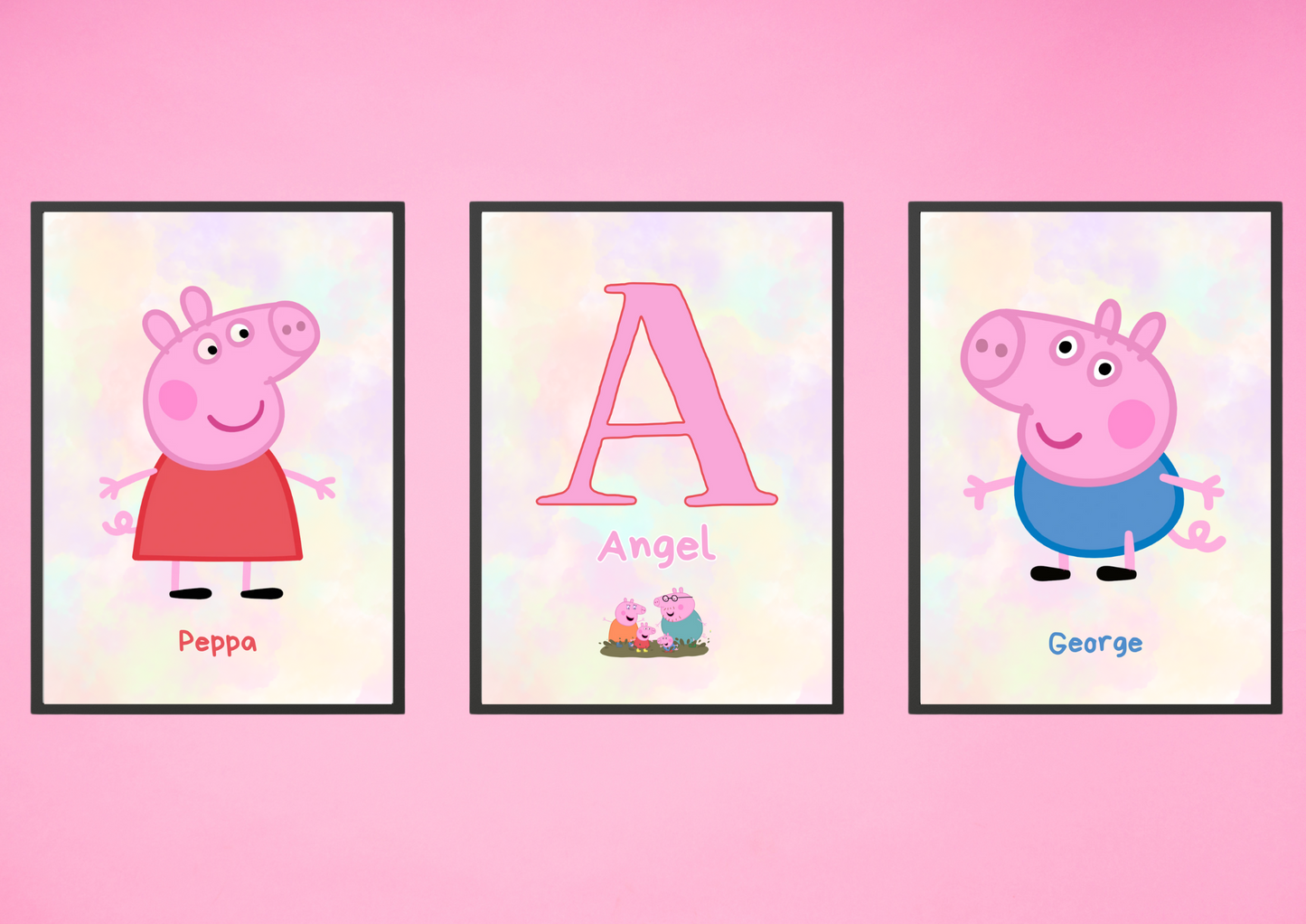 Peppa Pig Personalised Prints x 3