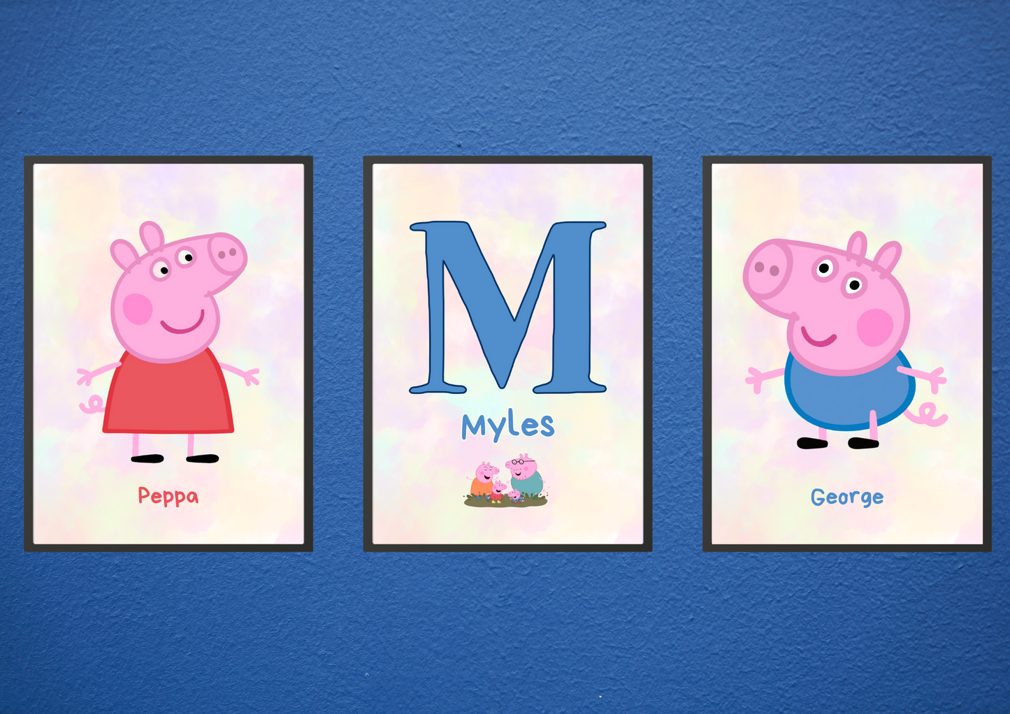 Peppa Pig Personalised Prints x 3