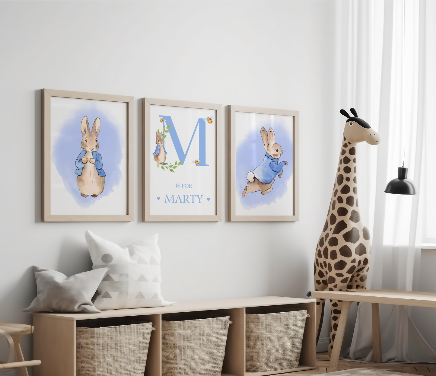 Personalised Peter Rabbit Set of 3 Nursery Prints