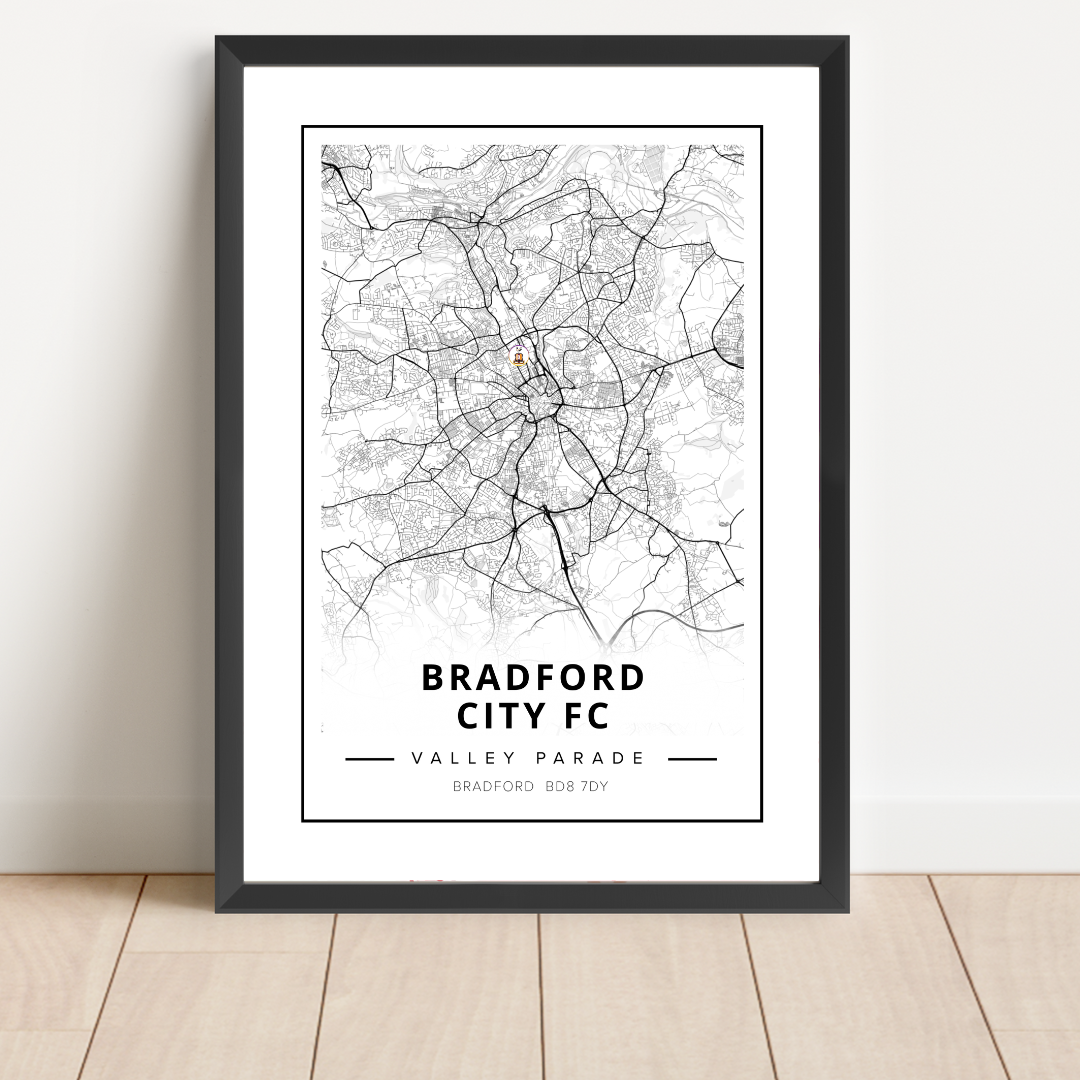 Valley Parade Stadium Map Location Print