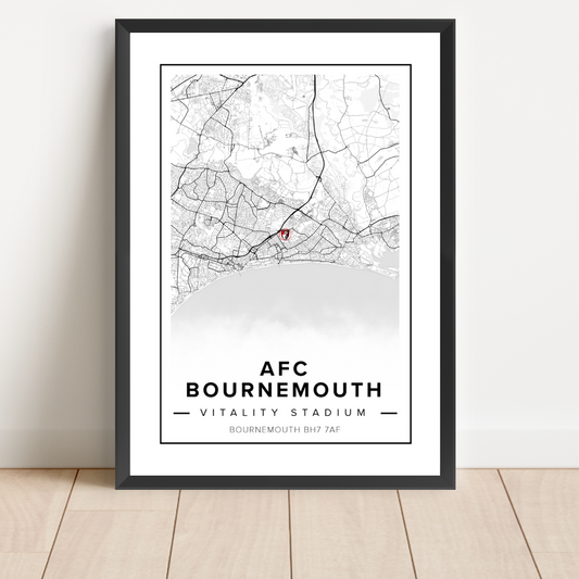 AFC Bournemouth - Dean Court Map Location Print