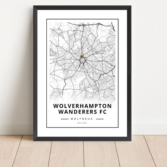 Wolverhampton Wanderers Molyneux Stadium Map Location Print