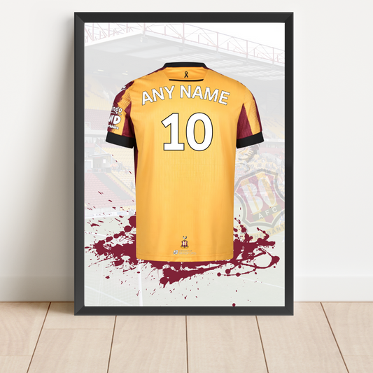 Free Bradford City FC Personalised Shirt Print