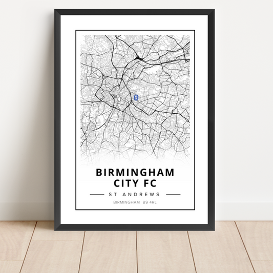 Birmingham St Andrews Stadium Map Location Print